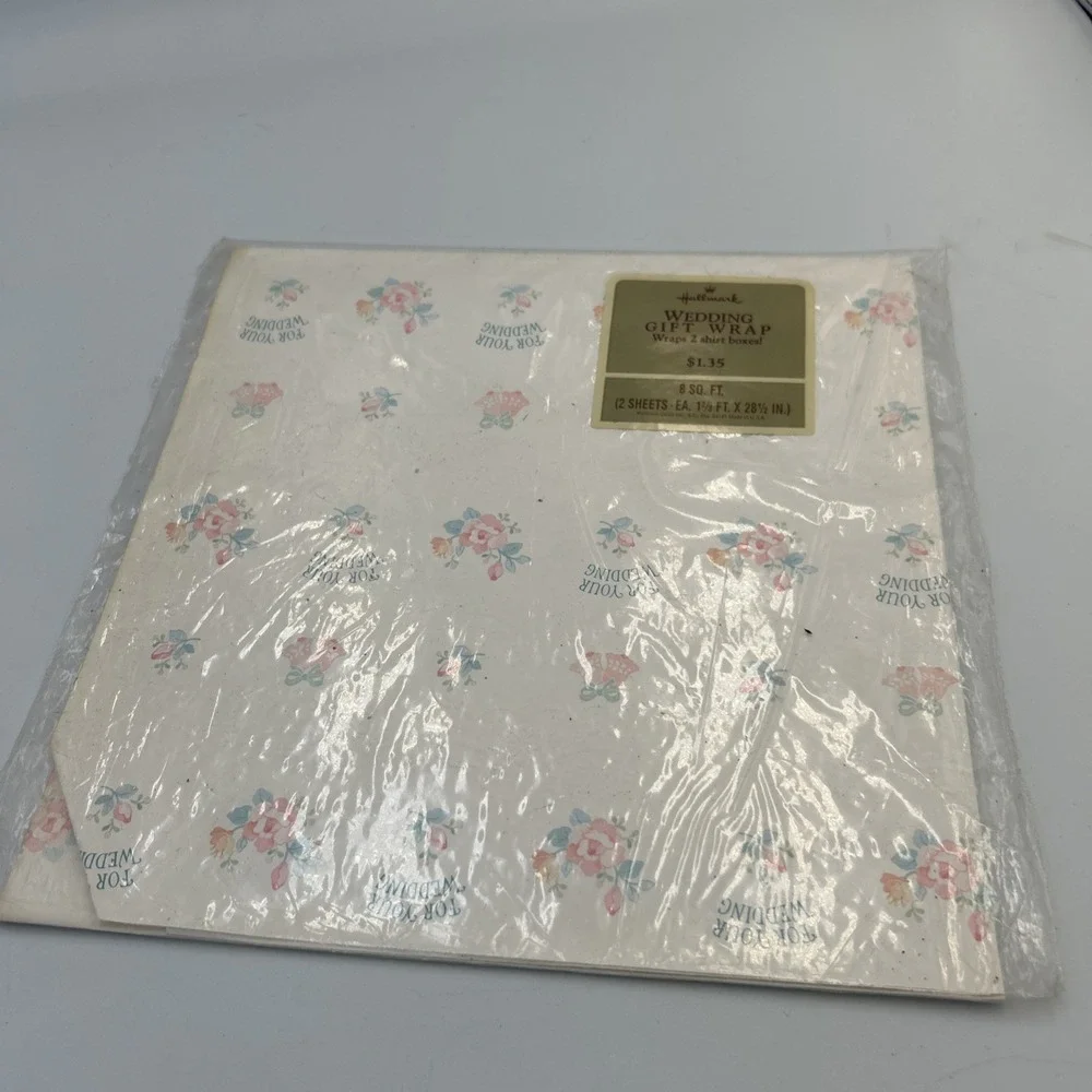 VINTAGE HALLMARK Wedding Gift Wrap Wrapping Paper - Embossed NEW NOS 8 Sq Feet